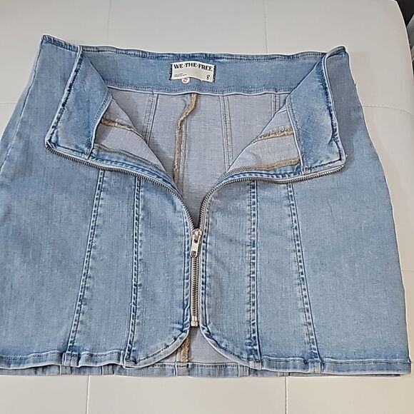 Free People Layla Zip Denim Mini Skirt in Starwash Blue Size 8 - Picture 7 of 8